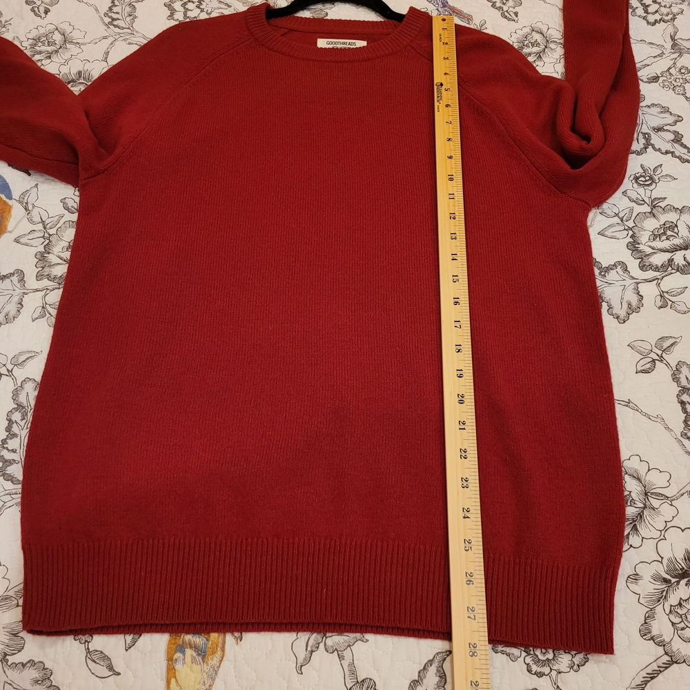 Goodthreads Men's Crewneck Sweater in Deep Red 100% Lambswool-Sz M - Picture 7 of 8